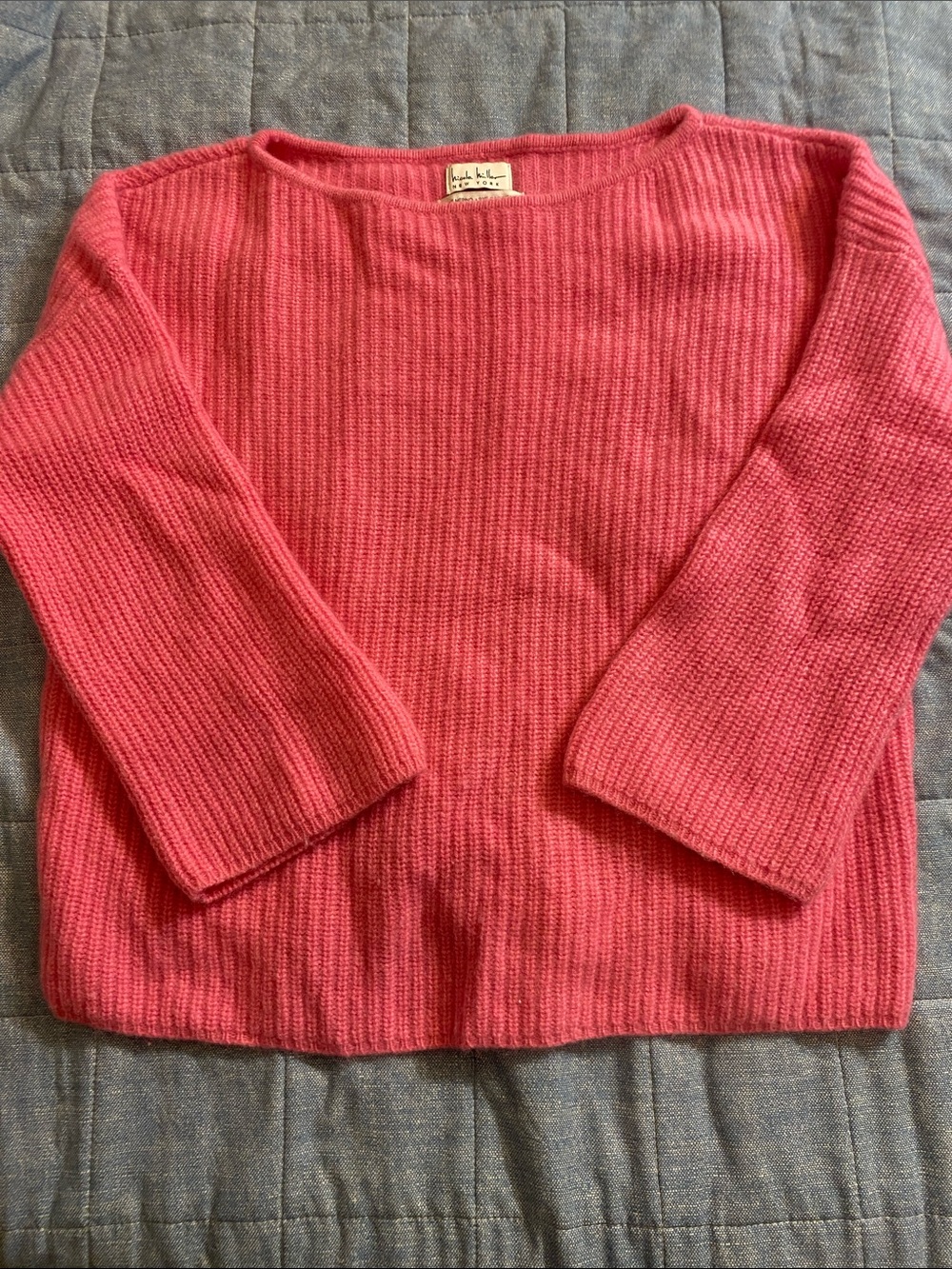 Nicole Miller Pink Ribbed Cashmere Blend Knit Sweater -